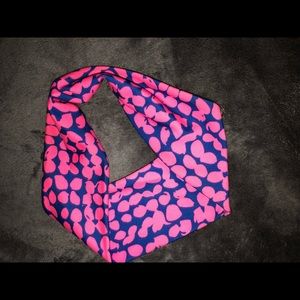 Blue and pink stretchy head-band